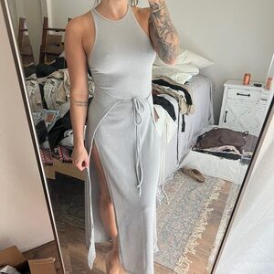Maxi gray knitted swim cover/dress